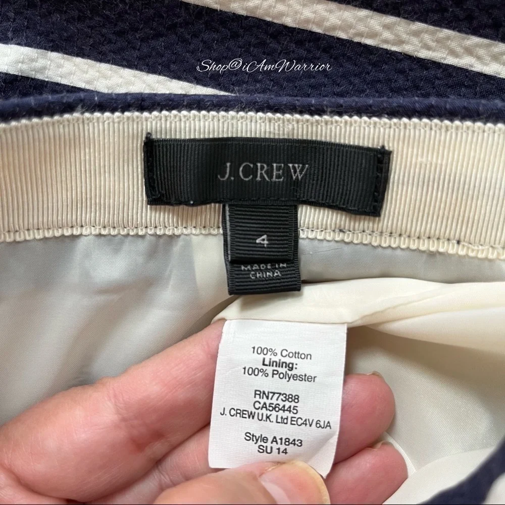J.Crew navy & cream striped pencil skirt *shop@iamwarrior